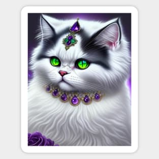 Gothic White Persian Beauty Cat Sticker